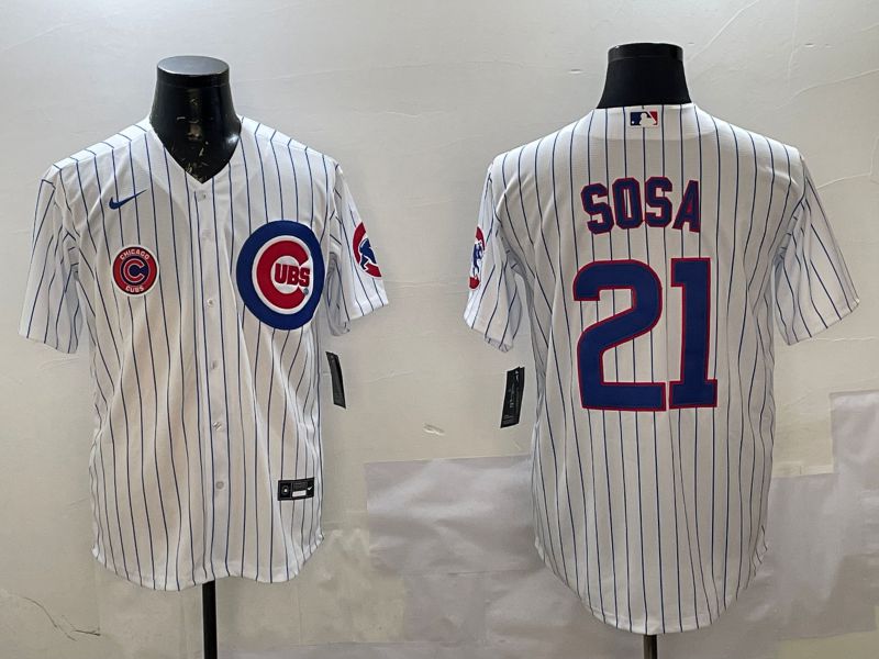 Men Chicago Cubs #21 Sosa White Stripe Game 2025 Nike MLB Jersey style 3->chicago cubs->MLB Jersey